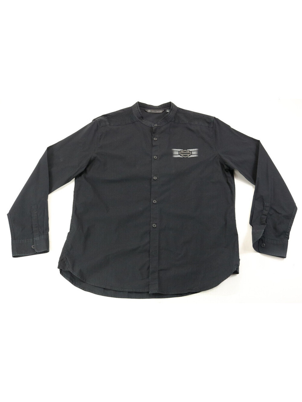 harley davidson long sleeve shirt XL black cotton button tuxedo casual LS bar